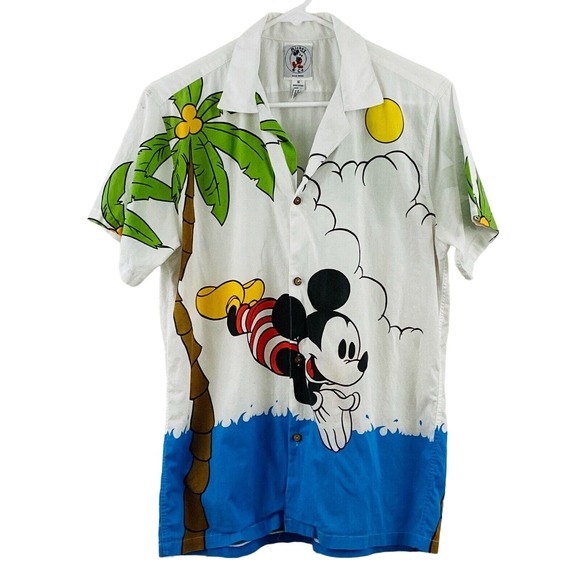 Vintage Mens S Mickey & Co Camp Shirt Mickey Mouse All Over Print Short Sleeve - Picture 1 of 7